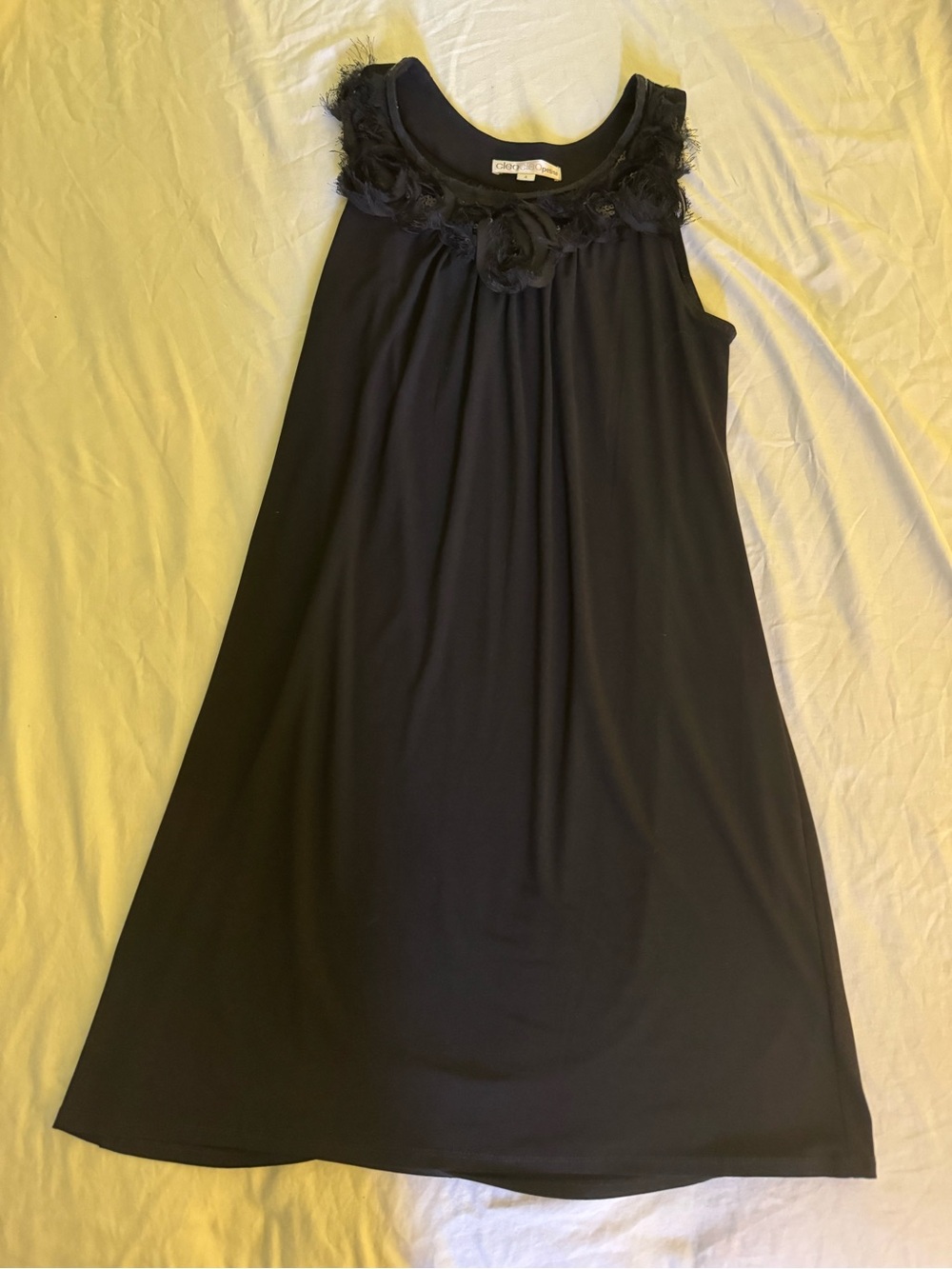 Cleo Black Sleeveless Mini Dress with Floral Neck Detail